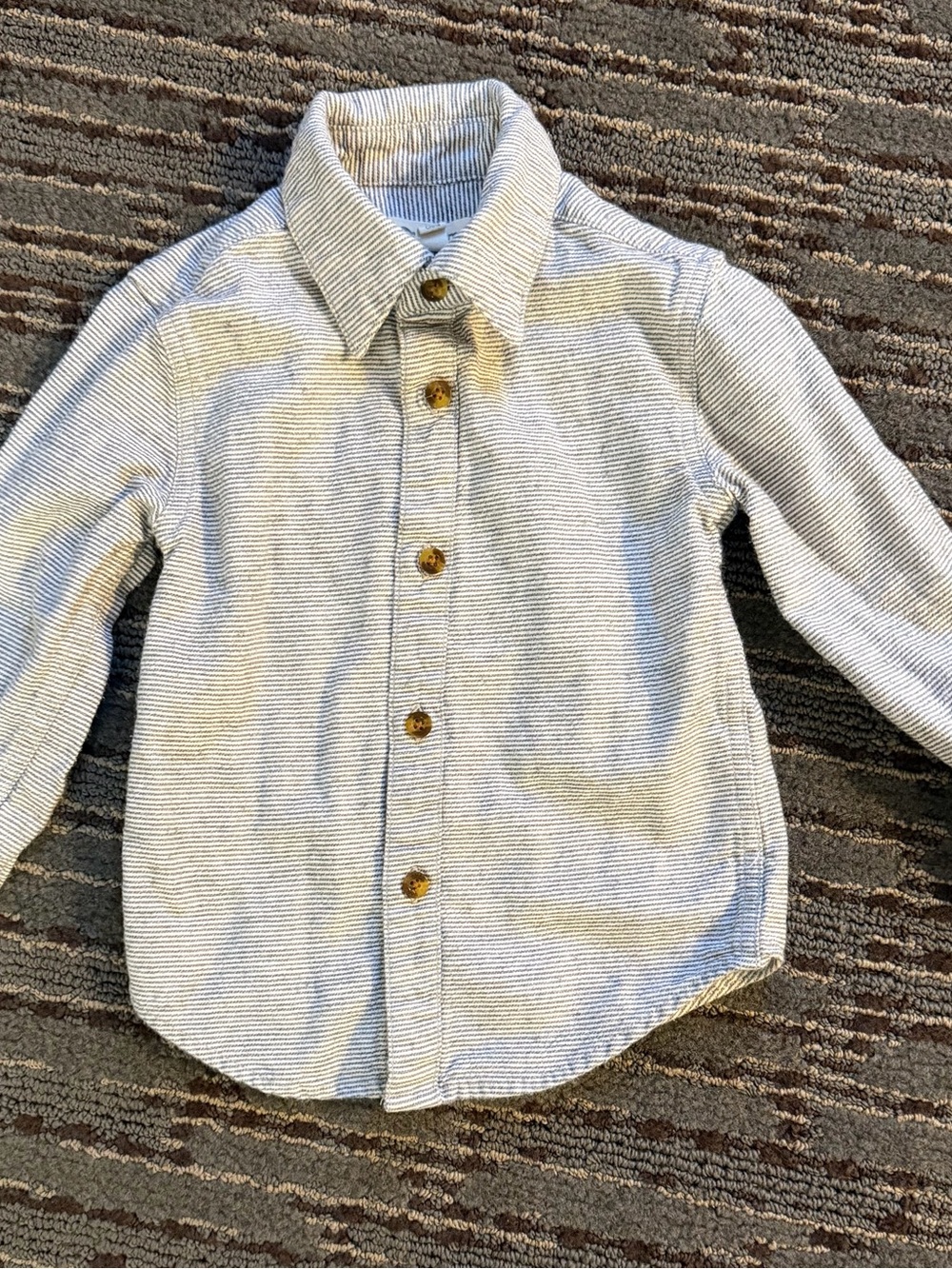 Appaman Gray/White Striped Button-Down Shirt